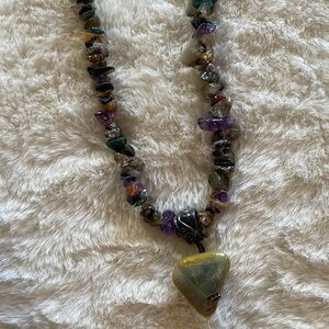 Vibrant Stone Necklace with polished rock Pendant